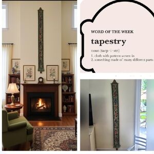 Teal Floral Tapestry with Bronze Finial